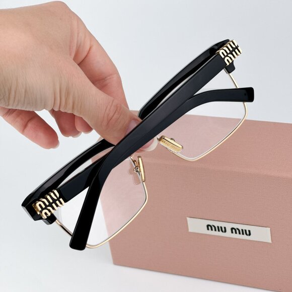 Miu Miu MU10ZS 1AB08N BRAND NEW Sunglasses Black Clear Blue Light Filter Unisex - Picture 4 of 13